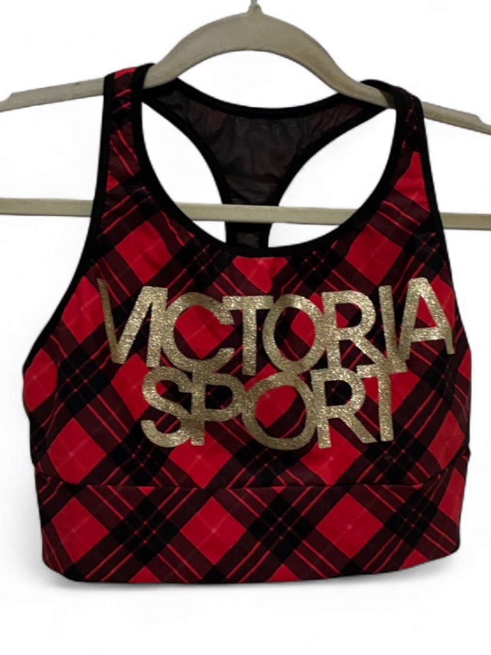 Victoria’s Secret Victoria Sport Red Plaid Unlined Sports Bra
